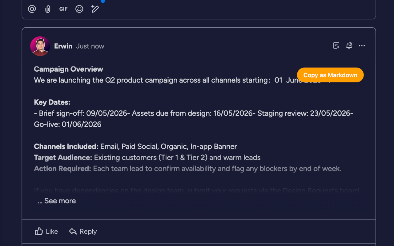 monday2markdown extension in action
